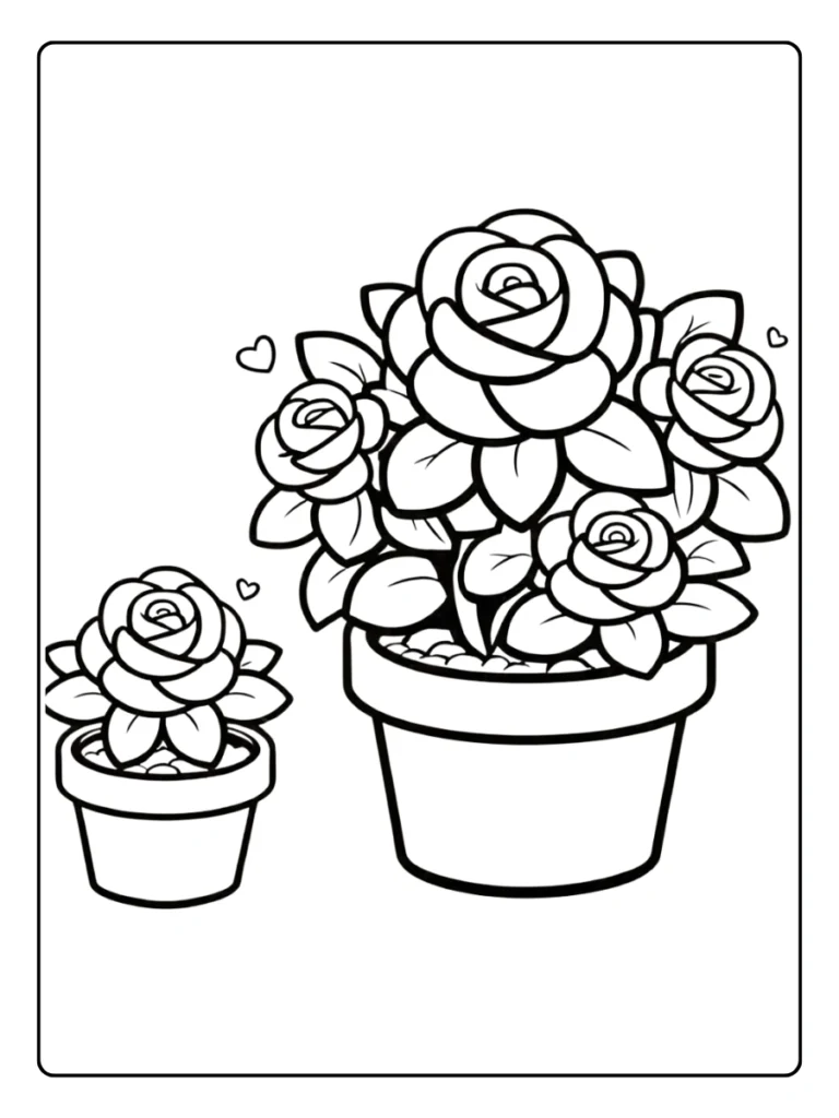 Potted Rose Plant Coloring Pages
