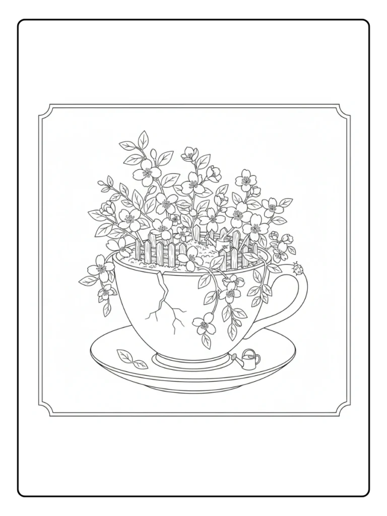 Teacup Bloom Jasmine Coloring Pages