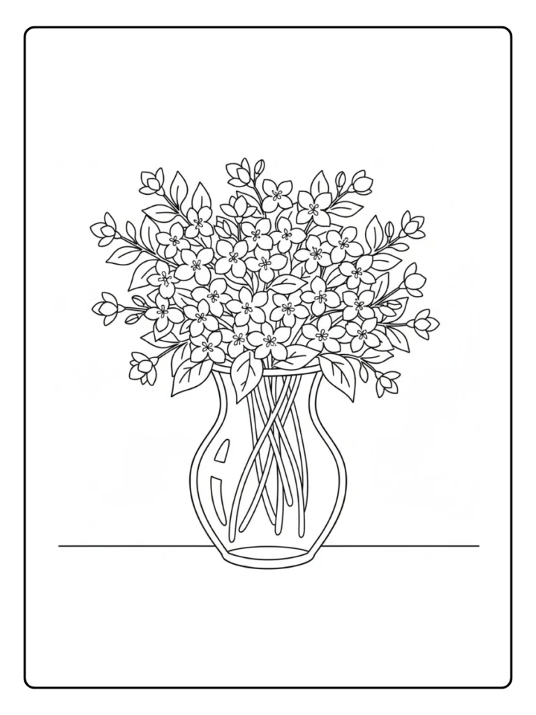 Vase Arrangement Jasmine Coloring Pages