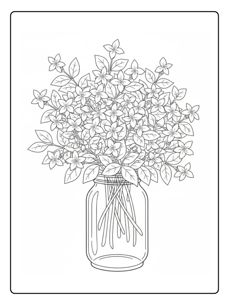 Jar Bouquet Jasmine Coloring Pages