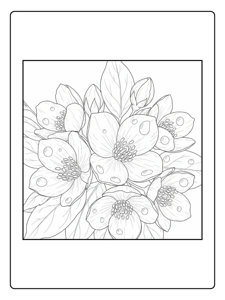 Blooming Cluster Jasmine Coloring Pages