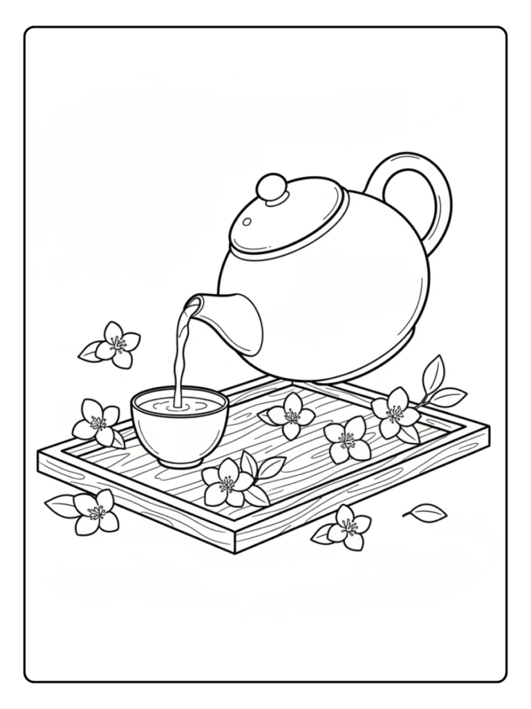 Tea Time Jasmine Coloring Pages