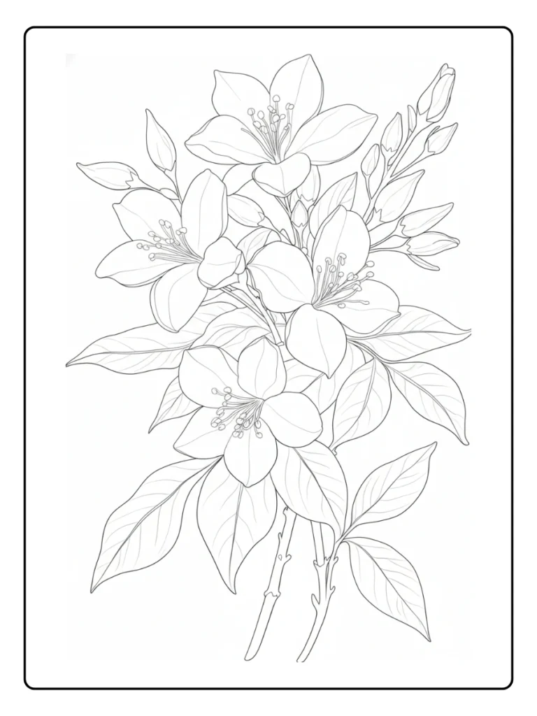 Tall Floral Spray Jasmine Coloring Pages