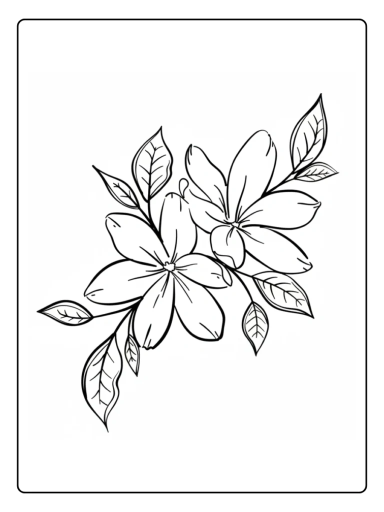 Simple Floral Jasmine Coloring Pages