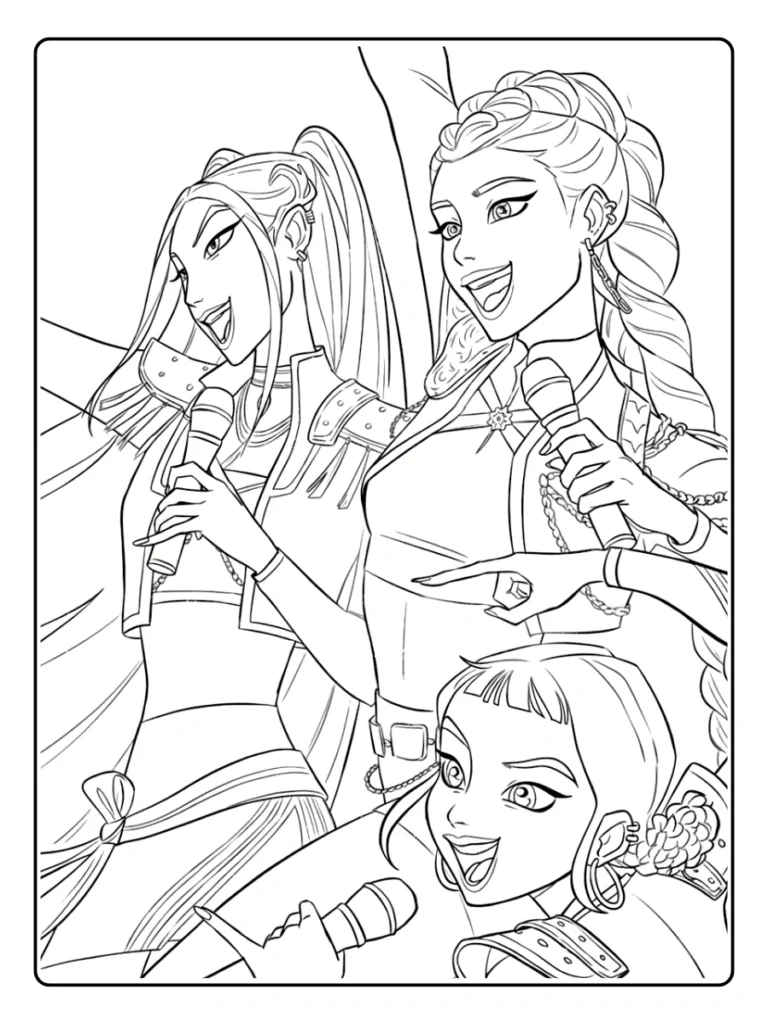 Close-Up Performance Kpop Demon Hunters Coloring Pages