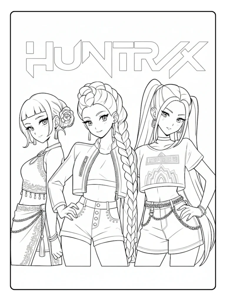 Trio Power Kpop Demon Hunters Coloring Pages