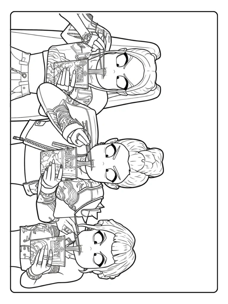 Rockstar Trio Kpop Demon Hunters Coloring Pages