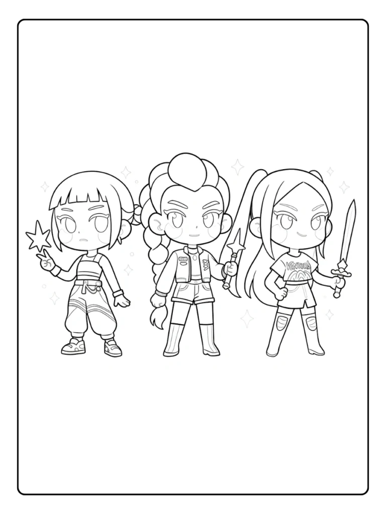 Mini Hunters Kpop Demon Hunters Coloring Pages
