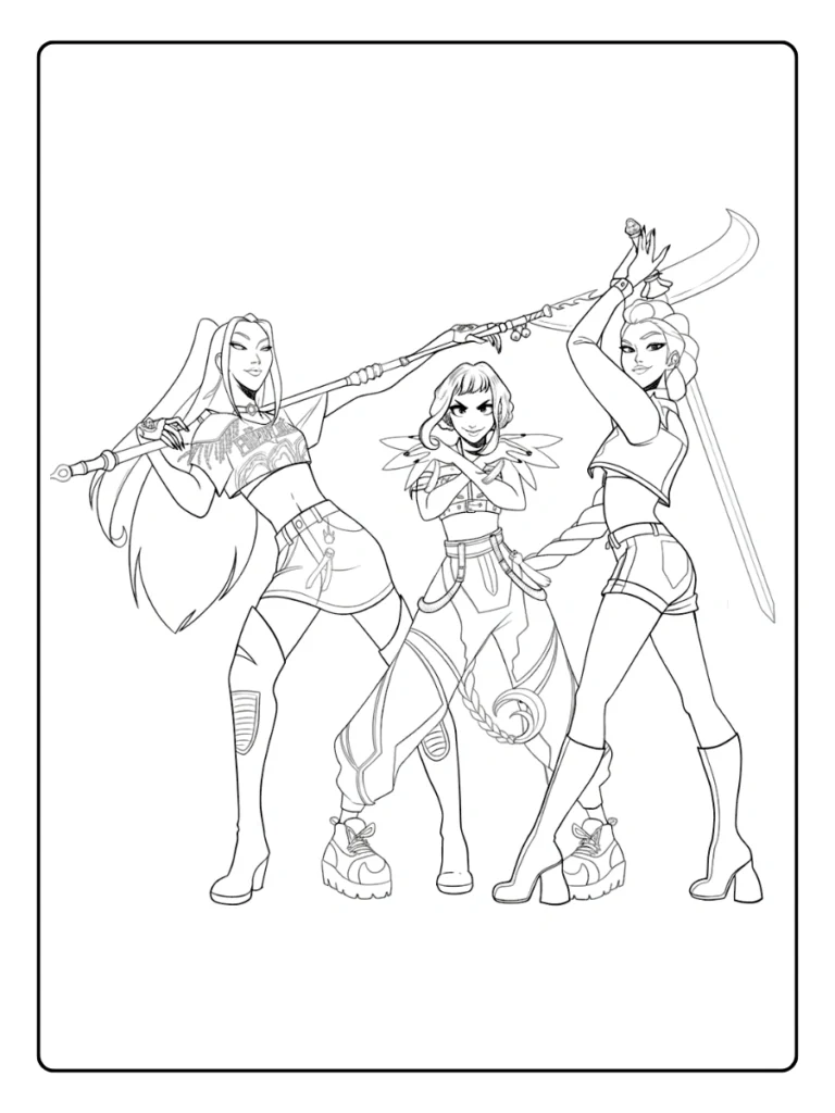 Victory Pose Kpop Demon Hunters Coloring Pages