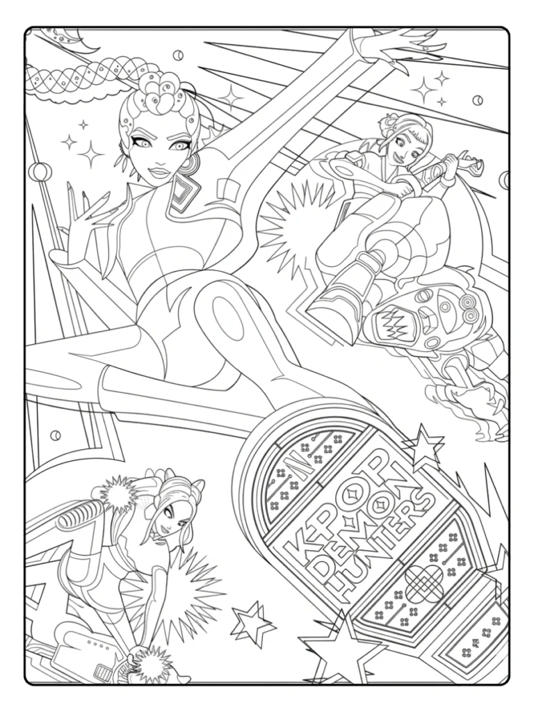 Tech Battle Kpop Demon Hunters Coloring Pages