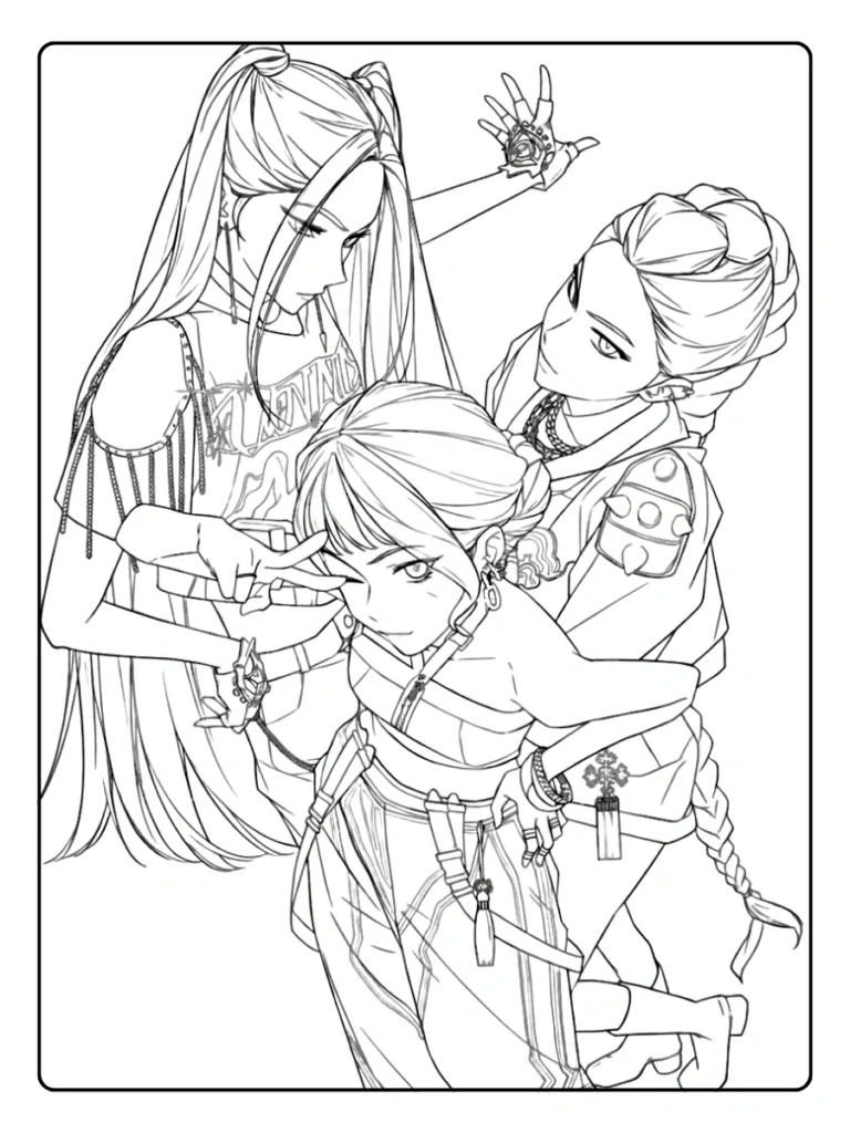 Emotional Scene Kpop Demon Hunters Coloring Pages