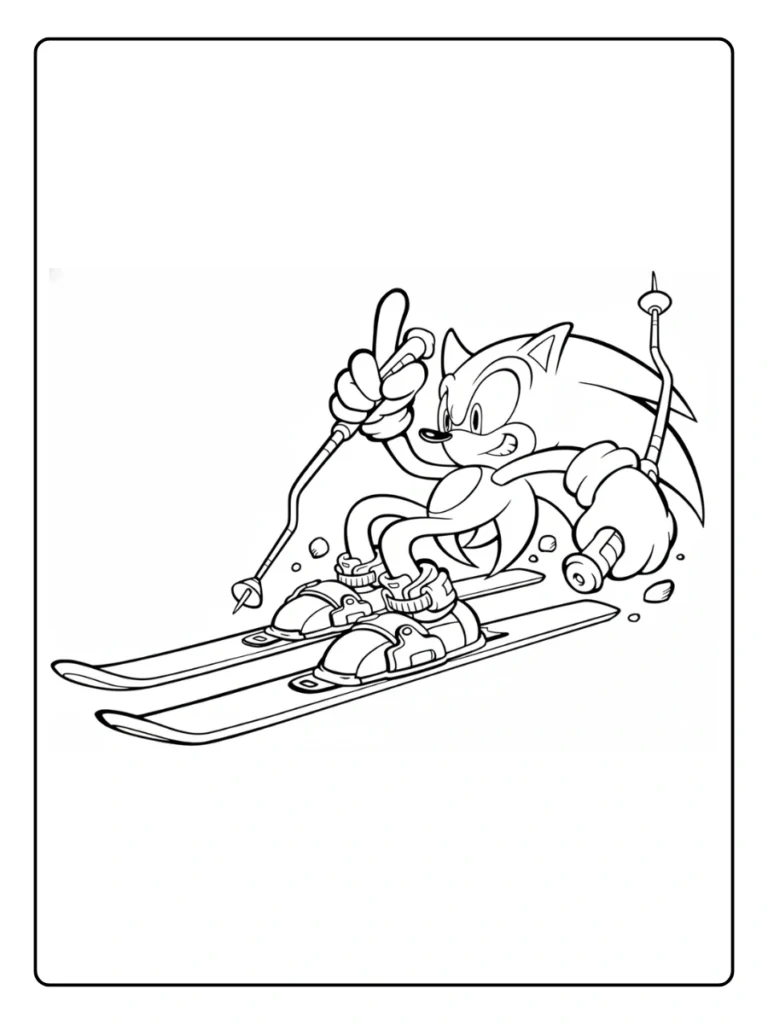 Ski Adventure Sonic Coloring Pages