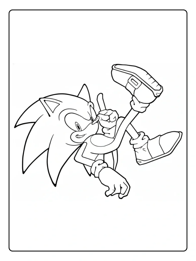 Spinning Kick Sonic Coloring Pages