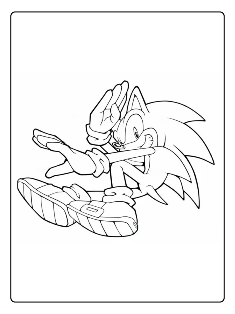 Sliding Pose Sonic Coloring Pages