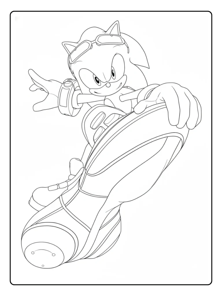 Surfboard Sonic Coloring Pages