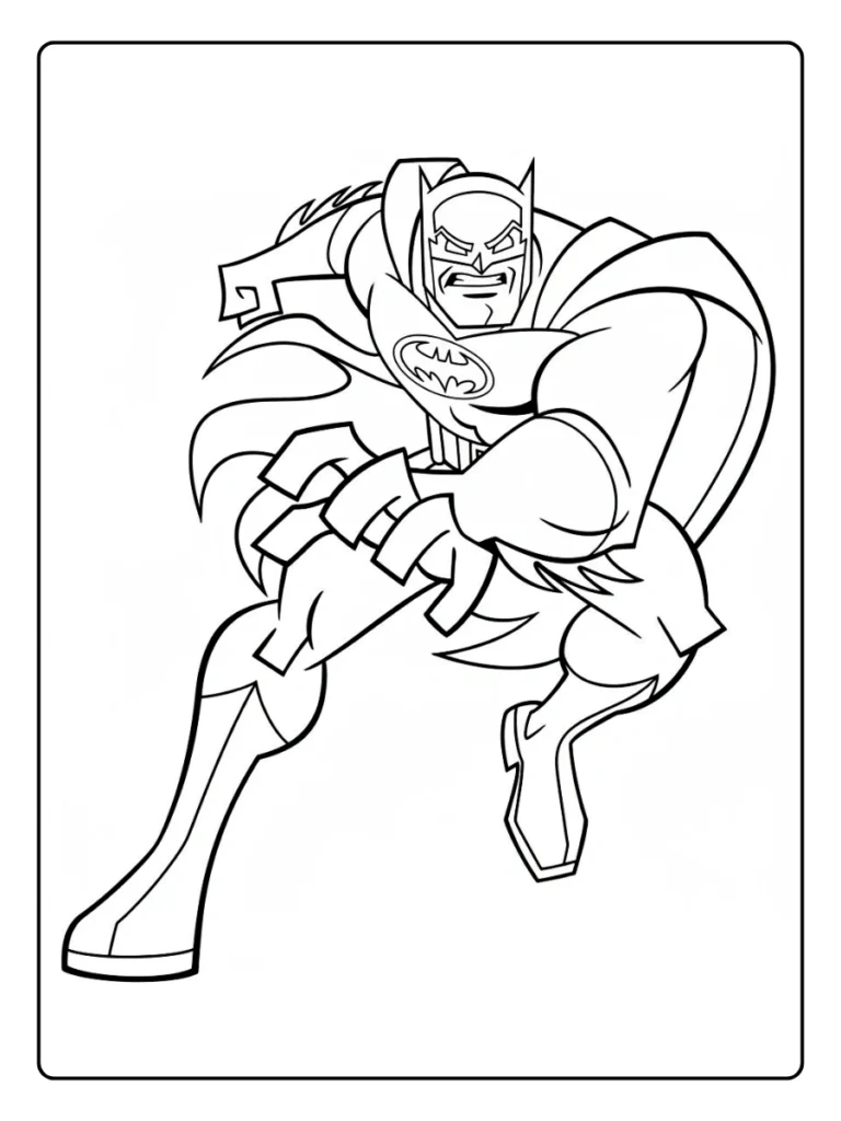 Batman in a tactical pounce coloring page.