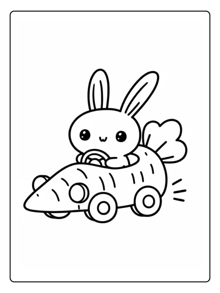 Toy Car Bunny Bunny Coloring Page