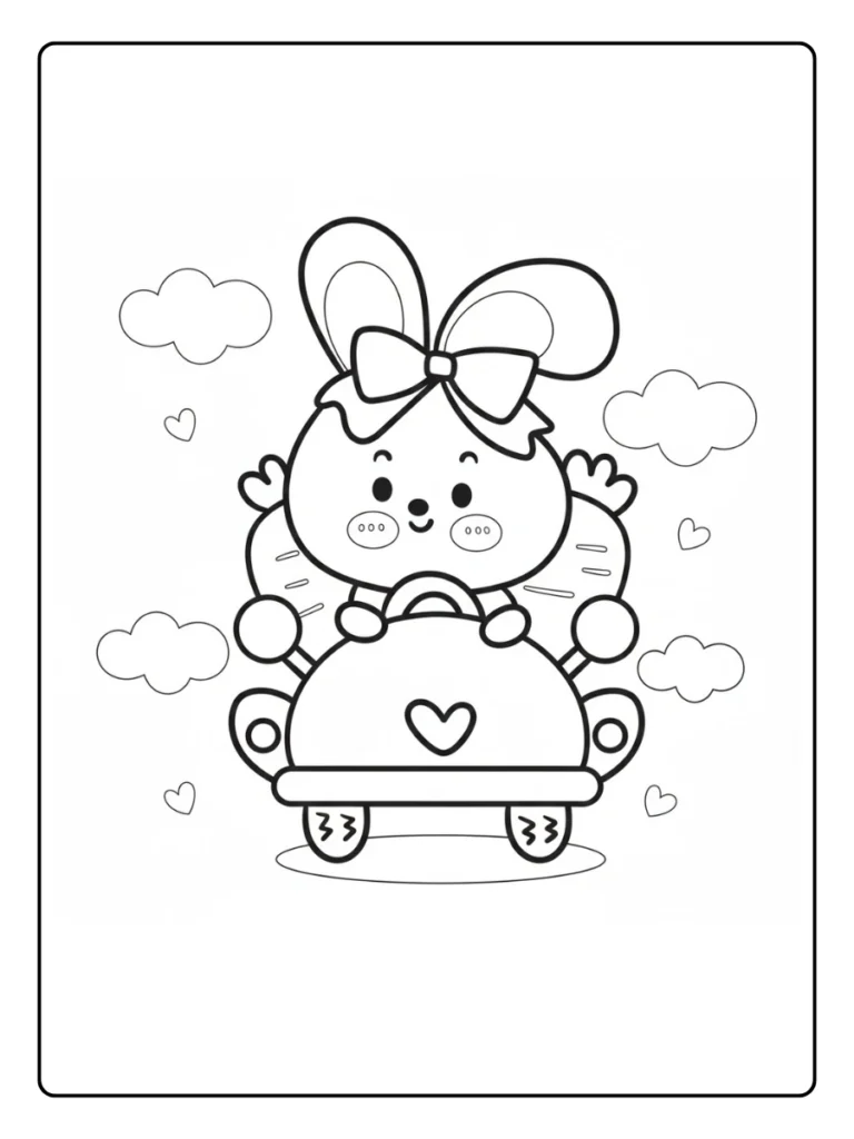 Cute Bunny with Heart Shirt Bunny Coloring Page