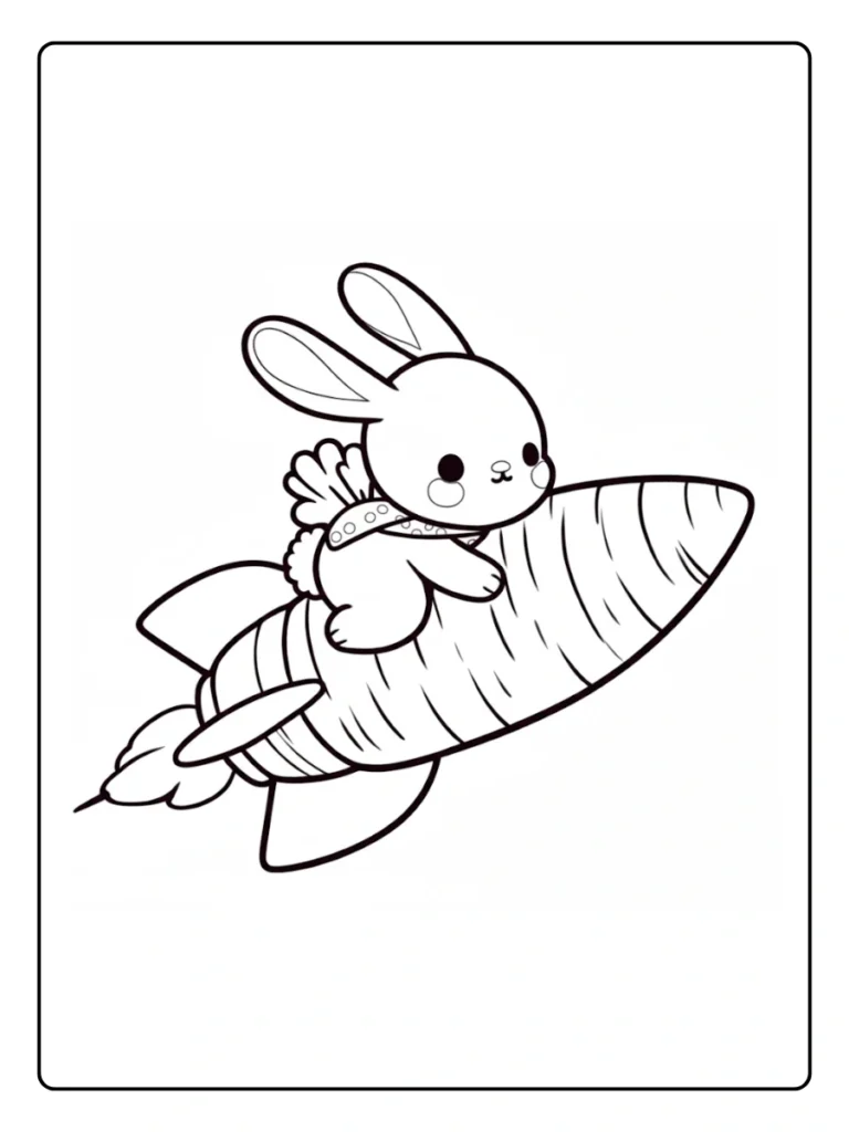 Surfing Bunny Bunny Coloring Page