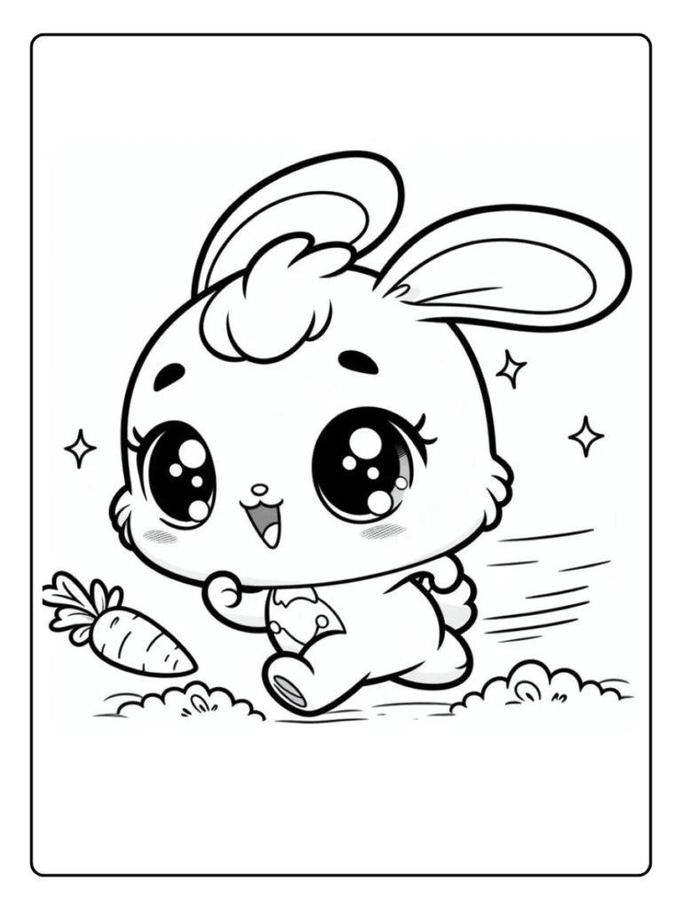 Running Baby Bunny Bunny Coloring Page