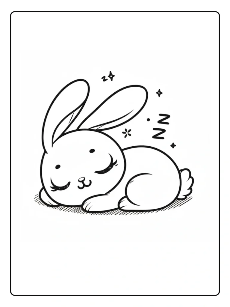 Sleeping Bunny Bunny Coloring Page