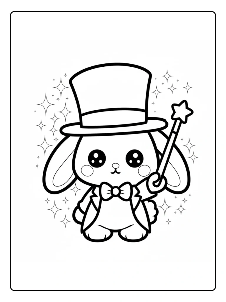 Magician Bunny Bunny Coloring Page