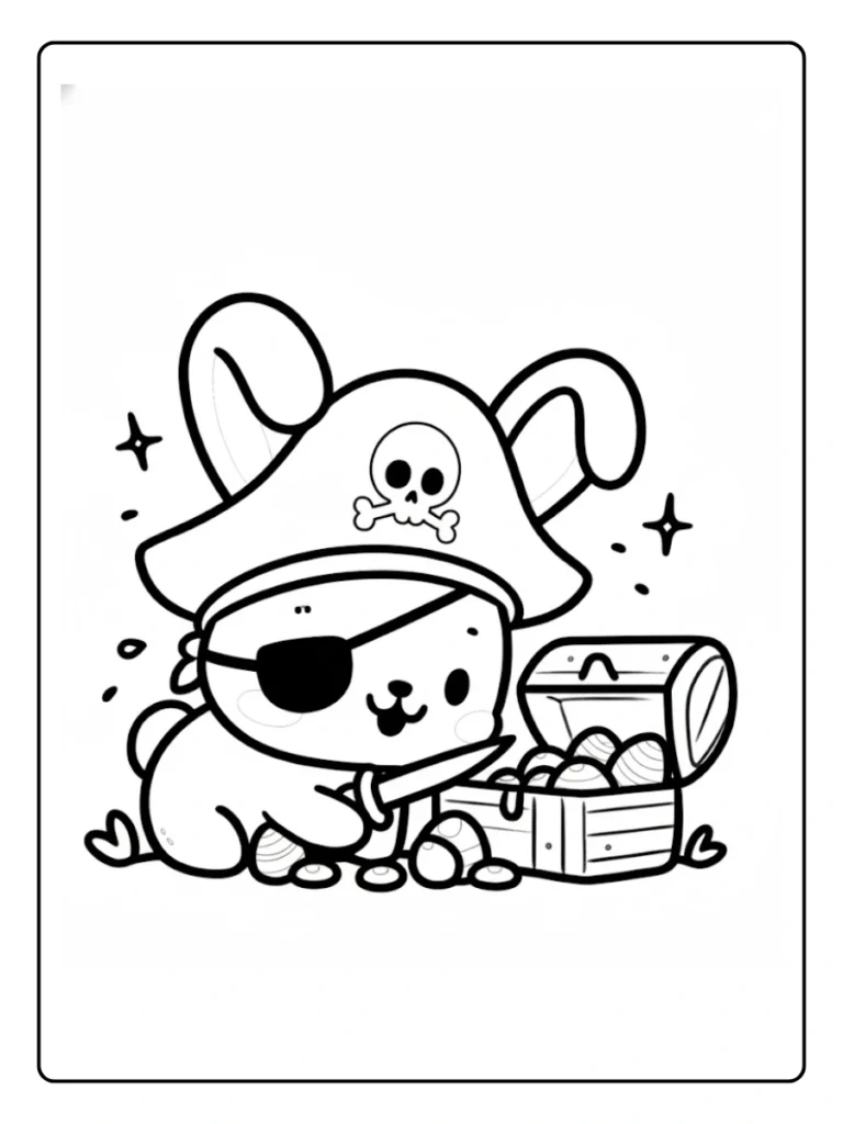 Pirate Bunny Adventure Bunny Coloring Page