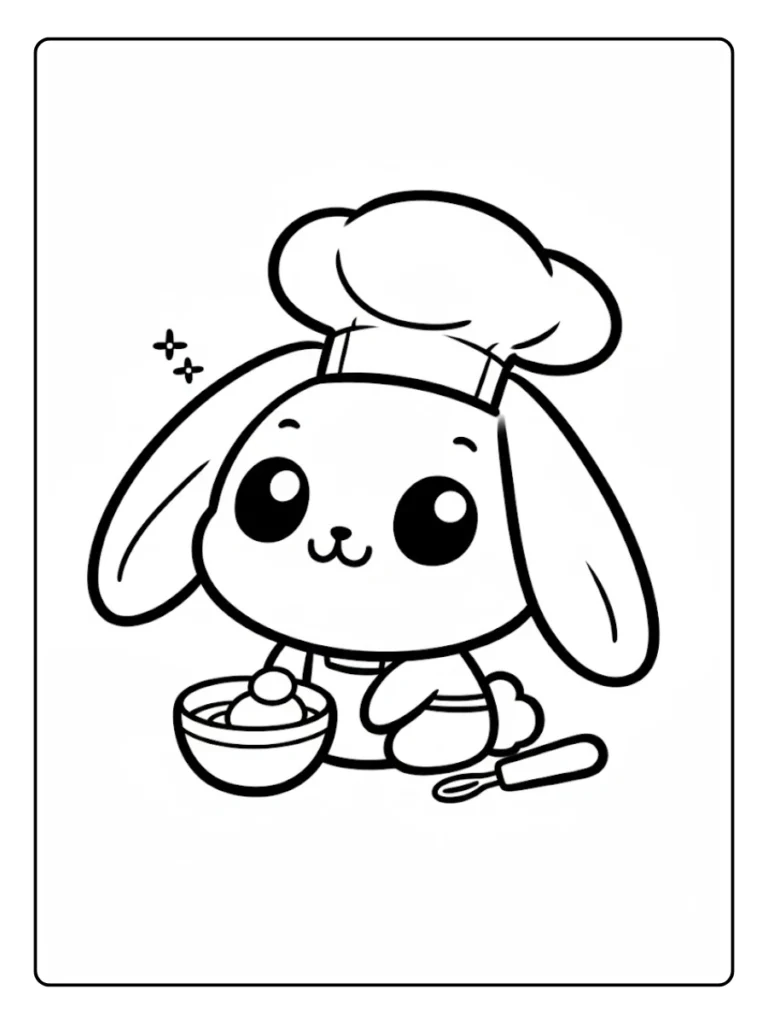 Chef Bunny Bunny Coloring Page