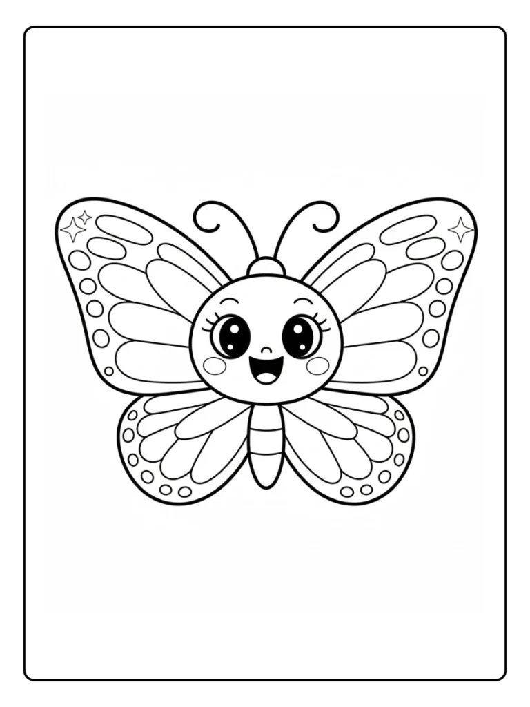 Happy Smiling Butterfly Butterfly Coloring Pages