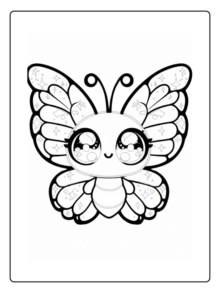 Big-Eyed Cute Butterfly Butterfly Coloring Pages