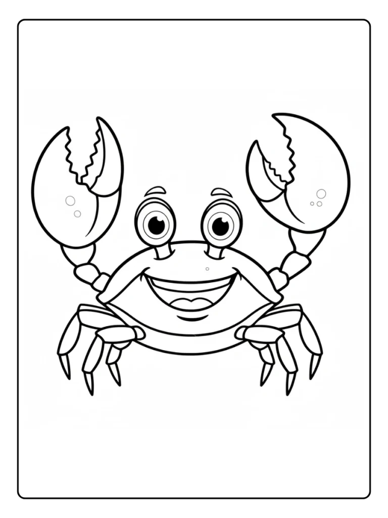Happy Crab Coloring Pages
