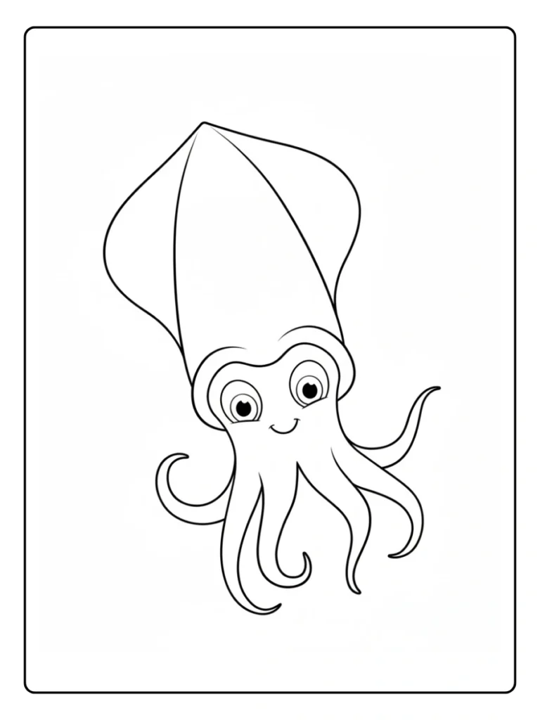 Curious Squid Coloring Pages