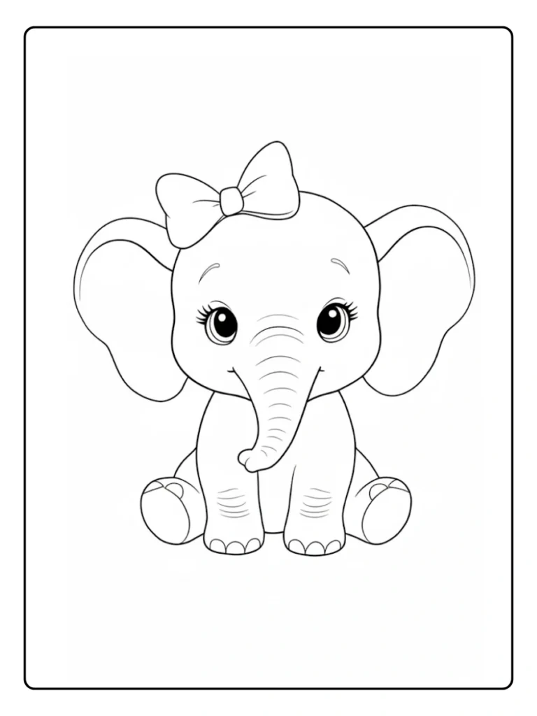 Baby Elephant Cute Animal Coloring Pages