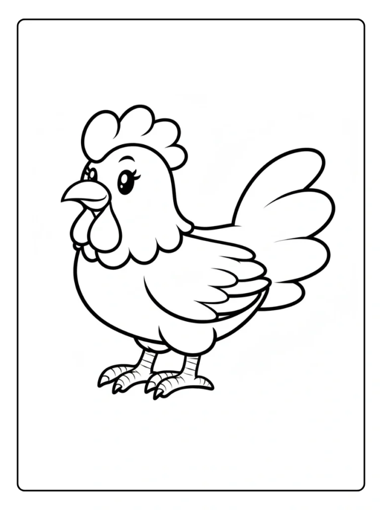 Farm Rooster Cute Animal Coloring Pages