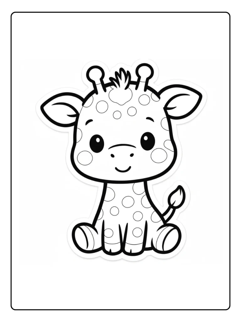 Sweet Giraffe Cute Animal Coloring Pages