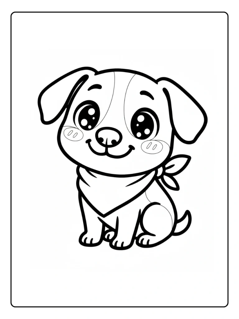Happy Smiling Puppy Dog Coloring Pages