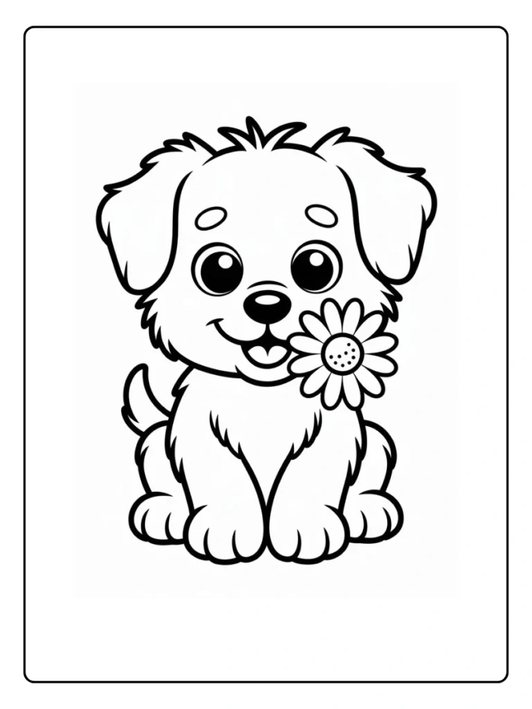 Flower Loving Puppy Dog Coloring Pages