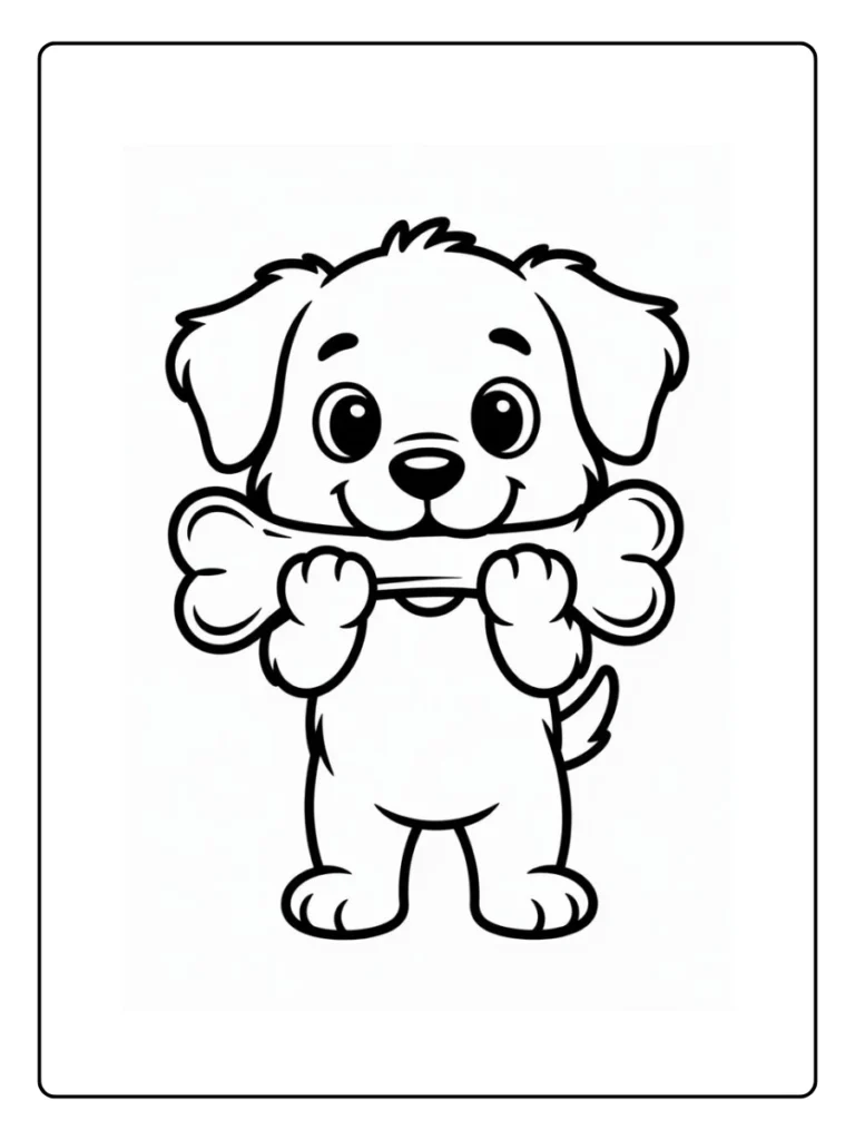 Bone-Loving Puppy Dog Coloring Pages