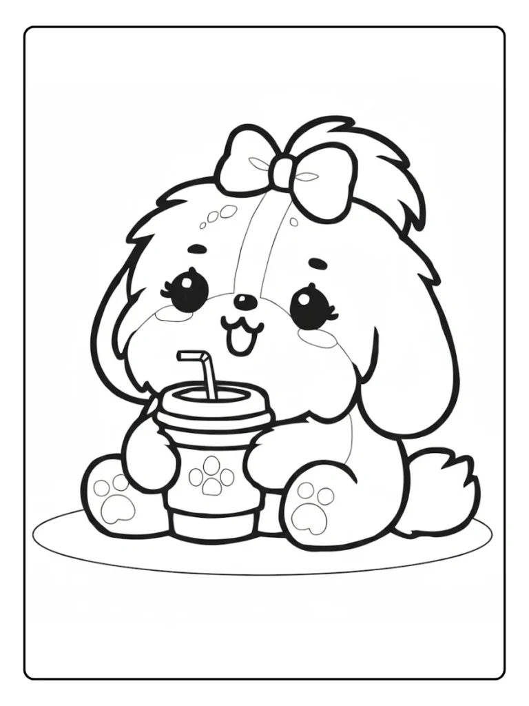 Tea Time Puppy Dog Coloring Pages