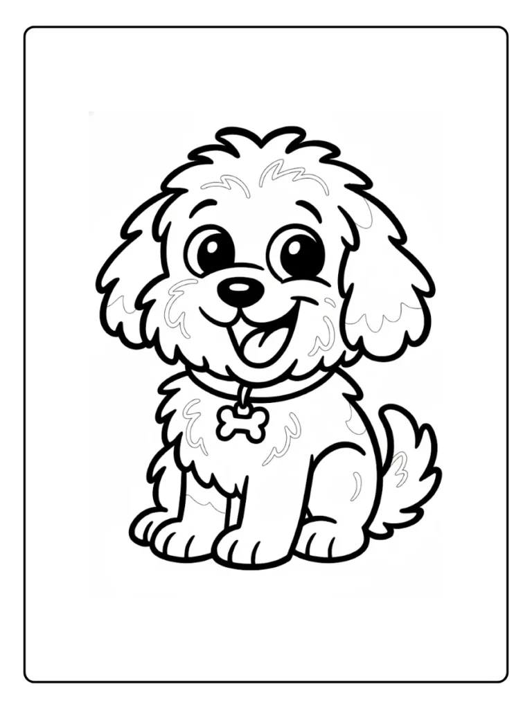 Happy Shaggy Dog Dog Coloring Pages