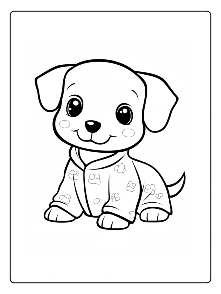 Smart Puppy with Jacket Dog Coloring Pages