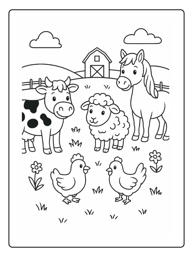 Horse and Farm Companions Farm Animal Coloring Pages