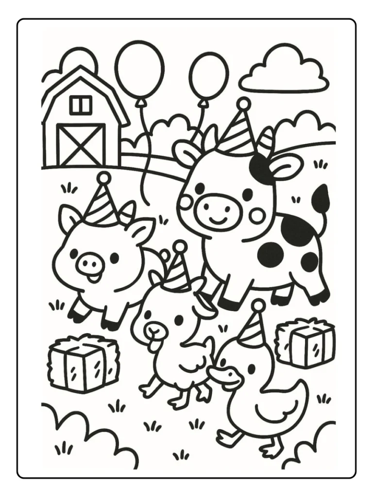 Happy Barnyard Animals Farm Animal Coloring Pages