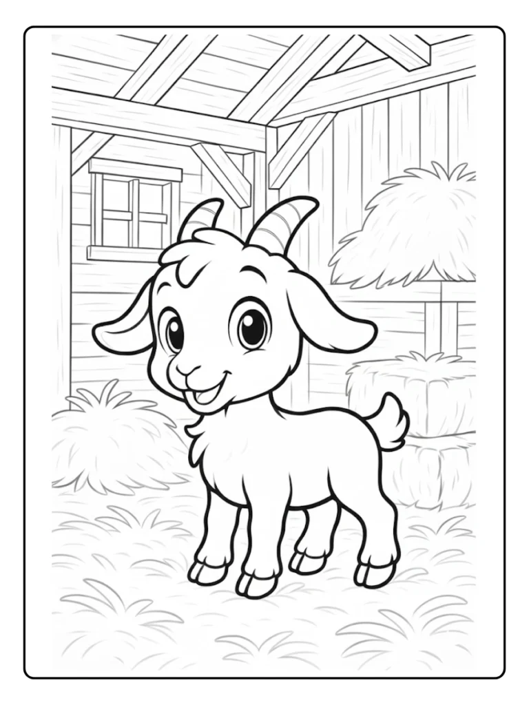 Cute Baby Goat Farm Animal Coloring Pages