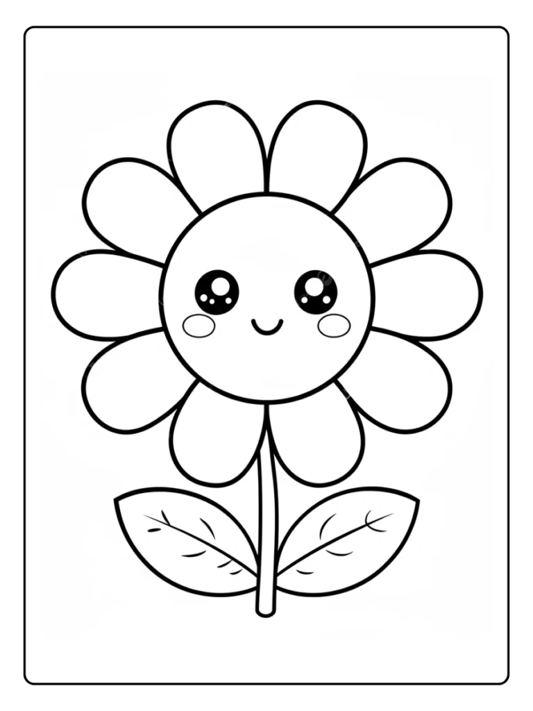 Cute smiling daisy coloring page.