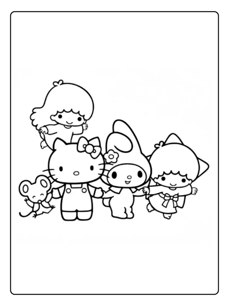 Hello Kitty and Little Twin Stars coloring page