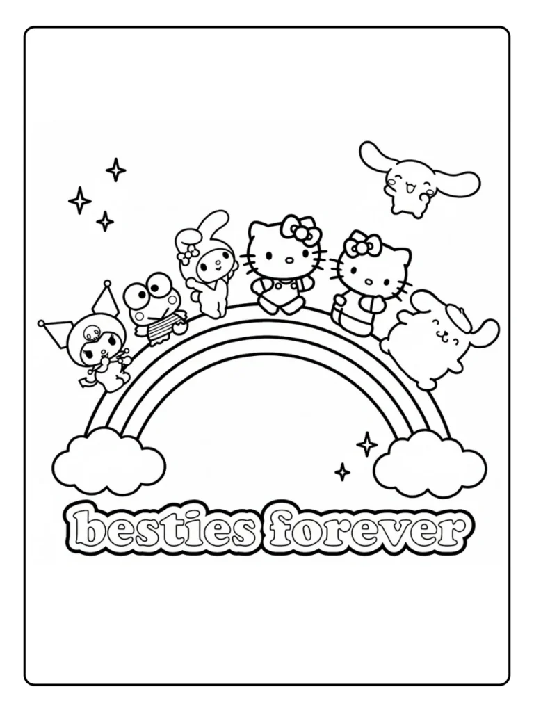 Besties Forever rainbow Sanrio coloring page