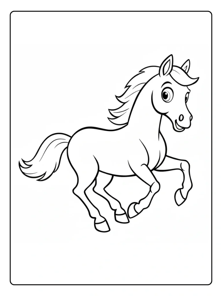 Running Pony Horse Coloring Pages