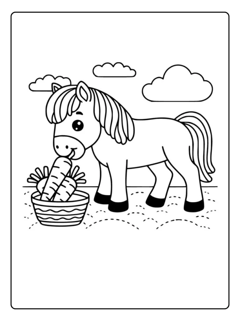 Basket Carrier Pony Horse Coloring Pages