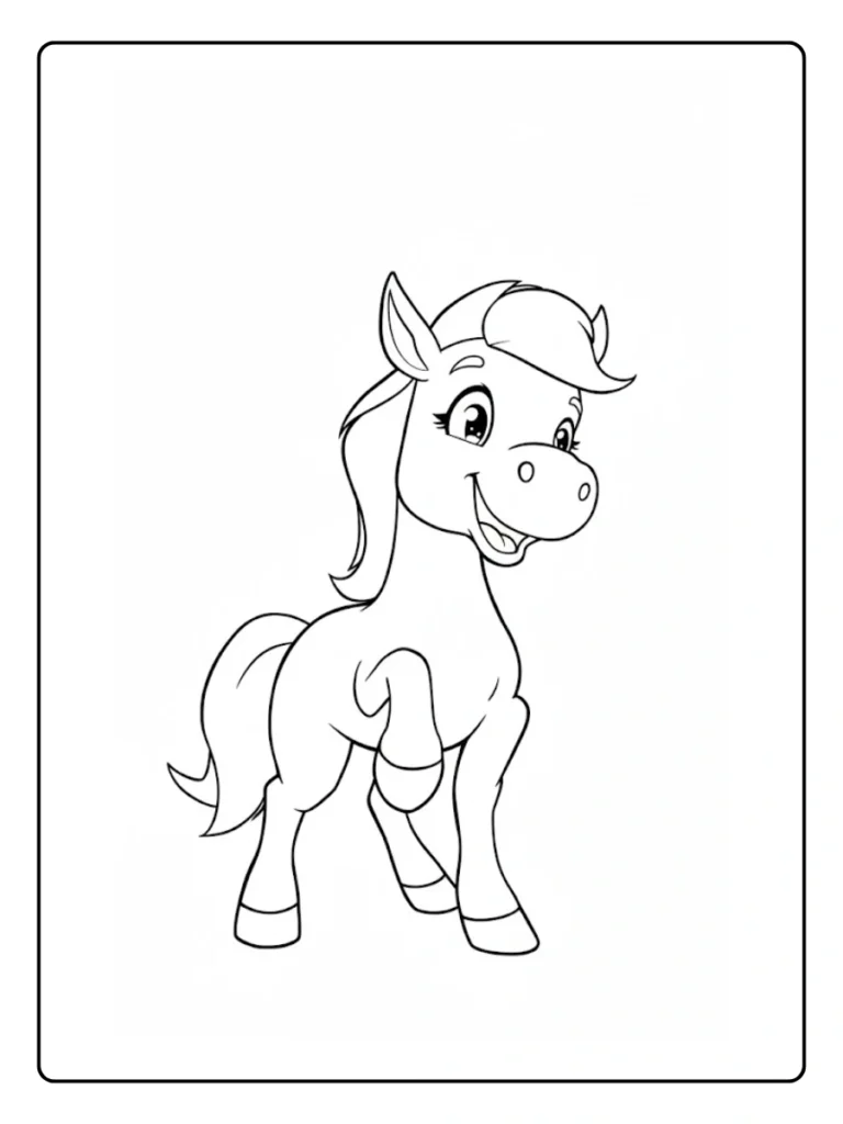 Young Standing Colt Horse Coloring Pages